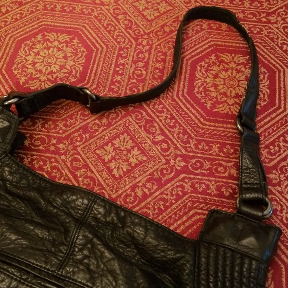 Andrew Marc genuine leather hobo bag, black
